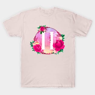 Gemini Zodiac Horoscope Pink Floral Monogram T-Shirt